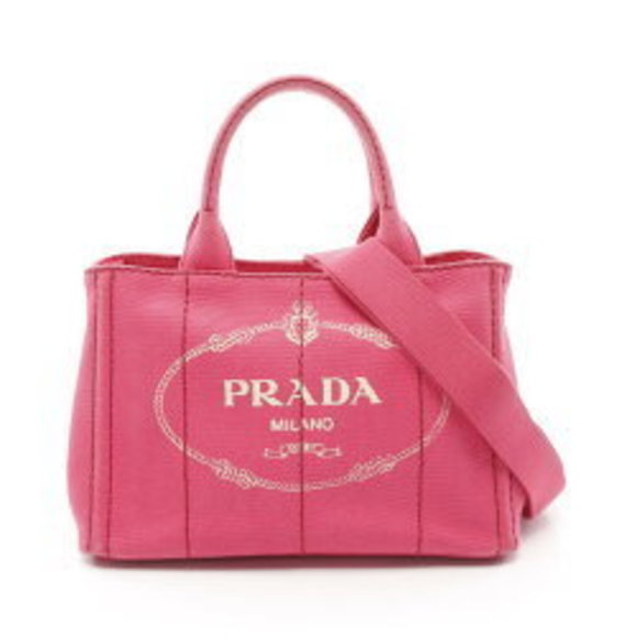 Prada CANAPA Canvas Tote Bag Pink - Picture 1 of 8